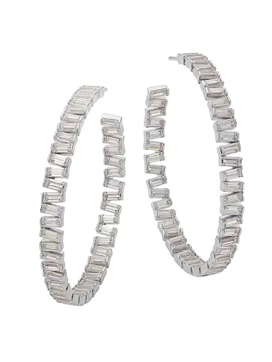 Adriana Orsini Women's Revelry Sterling Silver & Cubic Zirconia Inside-Out Hoop Earrings - Silver | Thumbnail 1 Adriana Orsini Women's Revelry Sterling Silver & Cubic Zirconia Inside-Out Hoop Earrings - Silver | Thumbnail 1