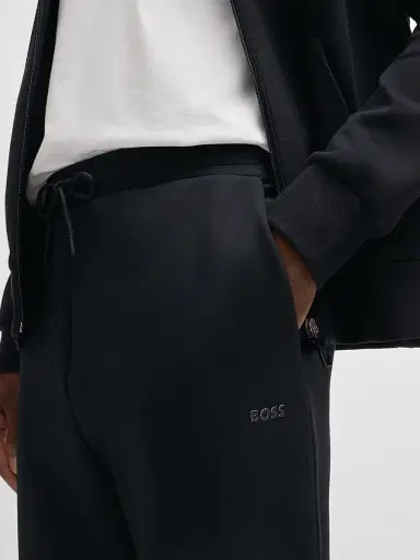 BOSS Men's Stretch-Cotton Tracksuit Bottoms with Logo Print - Black | Thumbnail 5 BOSS Men's Stretch-Cotton Tracksuit Bottoms with Logo Print - Black | Thumbnail 5