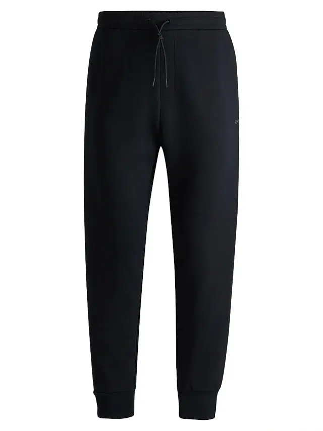 Men's Stretch-Cotton Tracksuit Bottoms with Logo Print - Black