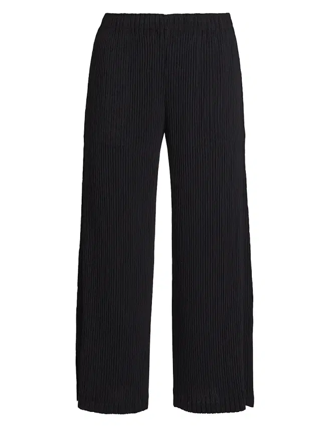 Issey Miyake Women's Hatching Plissé Pants - Black