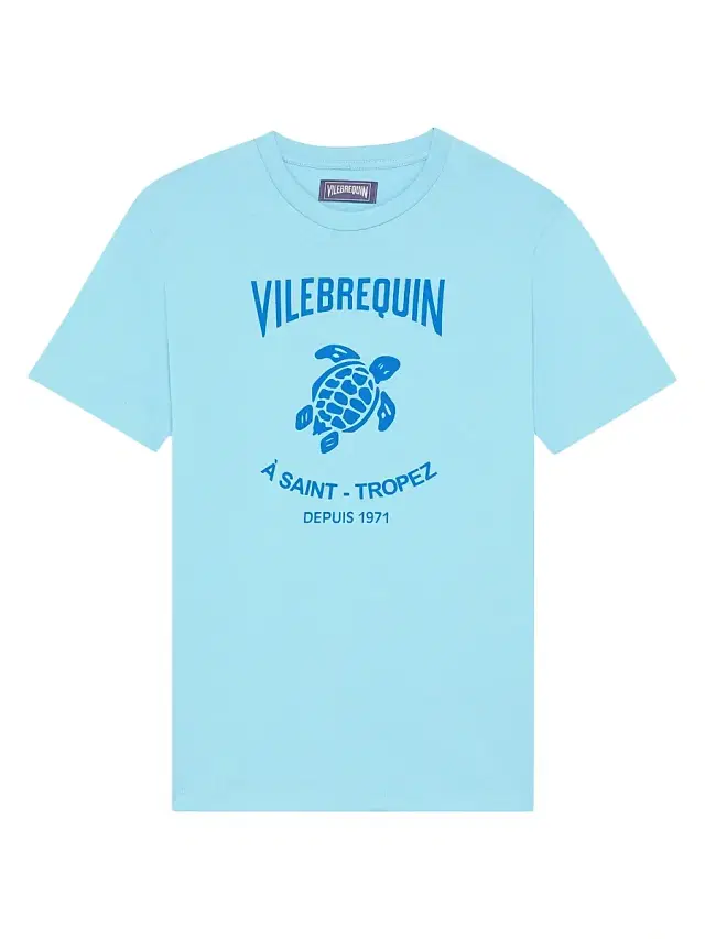 Men's Logo Cotton Jersey Crewneck T-Shirt - Topaze Blue