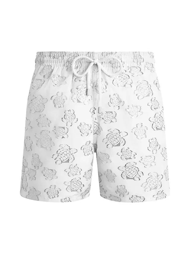 Men's Metallic Jacquard Swim Shorts - Blanc