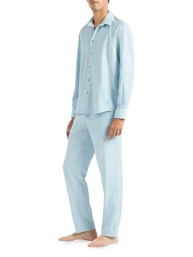 Vilebrequin Men's Wool-Blend Button-Front Shirt - Topaze Blue - Size XXL | Thumbnail 2