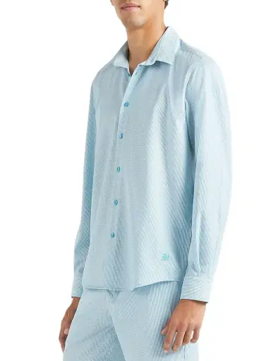 Vilebrequin Men's Wool-Blend Button-Front Shirt - Topaze Blue - Size XXL | Thumbnail 4