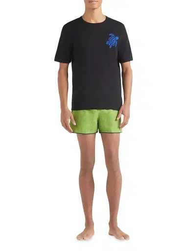 Vilebrequin Men's Big Turtle Silk & Cotton T-Shirt | Thumbnail 2 Vilebrequin Men's Big Turtle Silk & Cotton T-Shirt | Thumbnail 2