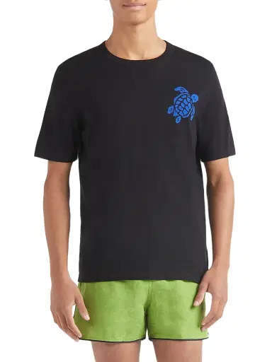 Vilebrequin Men's Big Turtle Silk & Cotton T-Shirt - Noir - Size XXL | Thumbnail 4 Vilebrequin Men's Big Turtle Silk & Cotton T-Shirt - Noir - Size XXL | Thumbnail 4