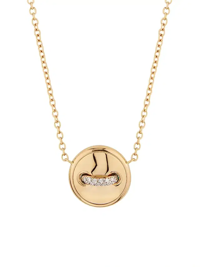 Women's Pom Pom Dot 18K Rose Gold, Turquoise & 0.05 TCW Diamond Reversible Pendant Necklace - Rose Gold