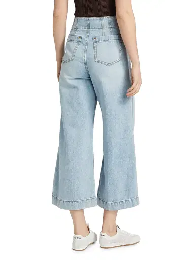 Zimmermann Women's Lucky Washed Cotton Flared Crop Jeans | Thumbnail 5 Zimmermann Women's Lucky Washed Cotton Flared Crop Jeans | Thumbnail 5