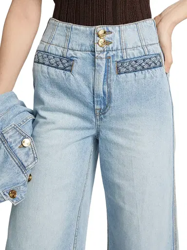 Zimmermann Women's Lucky Washed Cotton Flared Crop Jeans | Thumbnail 6 Zimmermann Women's Lucky Washed Cotton Flared Crop Jeans | Thumbnail 6