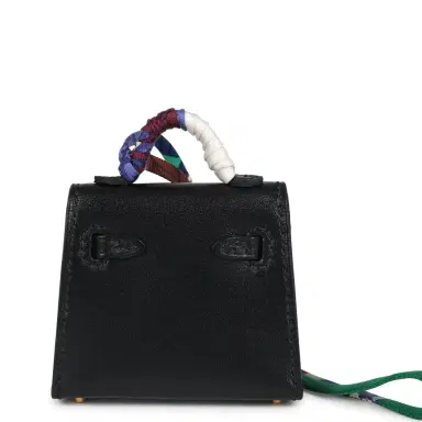 HERMÈS Hermes Mini Kelly Twilly Bag Charm Black Tadelakt Gold Hardware | Thumbnail 4 HERMÈS Hermes Mini Kelly Twilly Bag Charm Black Tadelakt Gold Hardware | Thumbnail 4