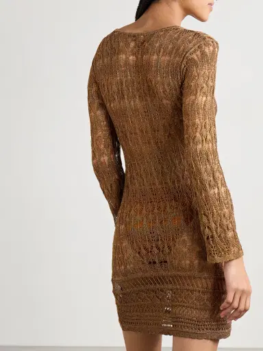 Isabel Marant Pia Metallic Crocheted Mini Dress | Thumbnail 3 Isabel Marant Pia Metallic Crocheted Mini Dress | Thumbnail 3