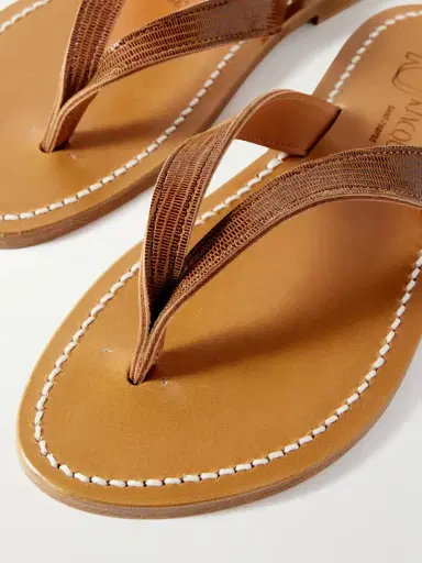 K Jacques St Tropez Torino Lizard-effect Leather Sandals | Thumbnail 4