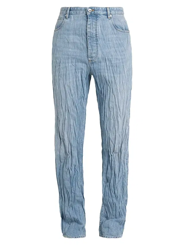 Bottega Veneta Men's Crushed-Effect Jeans - Light Blue
