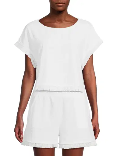 Lilly Pulitzer Women's Azzi Lil Butterfly Terry Coverup Top - Resort White Lil Butterfly - Size XL | Thumbnail 3