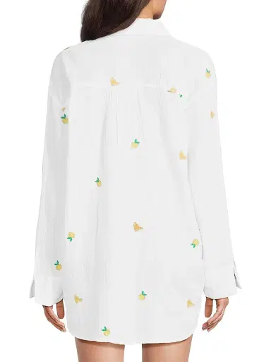 Lilly Pulitzer Women's Kwitney Cotton Cover-Up Shirt - Honeycomb Lemon Bee Half Drop - Size Large | Thumbnail 5 Lilly Pulitzer Women's Kwitney Cotton Cover-Up Shirt - Honeycomb Lemon Bee Half Drop - Size Large | Thumbnail 5