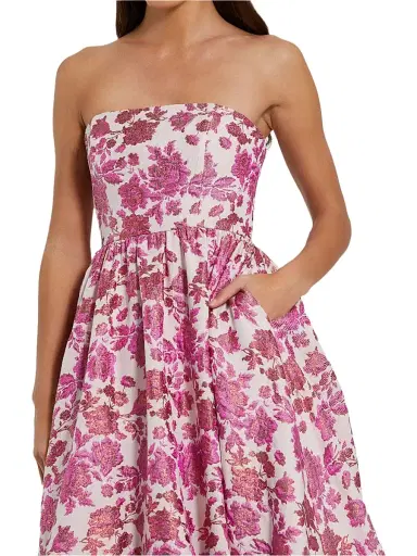 Mac Duggal Women's Floral Brocade Strapless Cocktail Dress - Pink Multi - Size 4 | Thumbnail 3