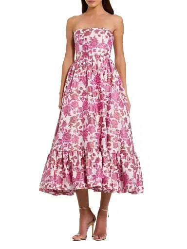 Mac Duggal Women's Floral Brocade Strapless Cocktail Dress - Pink Multi - Size 4 | Thumbnail 1
