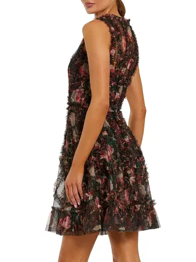 Mac Duggal Women's Floral Micro Ruffle Minidress | Thumbnail 2 Mac Duggal Women's Floral Micro Ruffle Minidress | Thumbnail 2