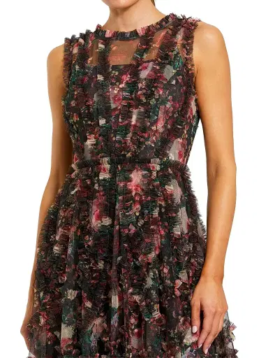 Mac Duggal Women's Floral Micro Ruffle Minidress | Thumbnail 3 Mac Duggal Women's Floral Micro Ruffle Minidress | Thumbnail 3