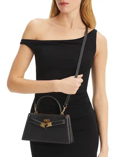 Tory Burch Women's Lee Radziwill Mini Leather Top Handle Bag - Black | Thumbnail 2