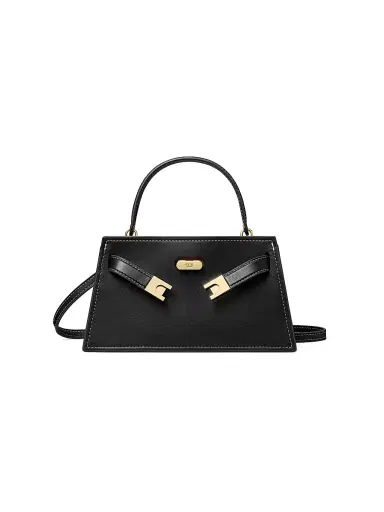 Tory Burch Women's Lee Radziwill Mini Leather Top Handle Bag - Black | Thumbnail 1