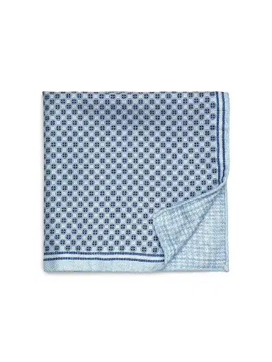 Saks Fifth Avenue Men's Circle-Print Silk Pocket Square - Sky | Thumbnail 1 Saks Fifth Avenue Men's Circle-Print Silk Pocket Square - Sky | Thumbnail 1