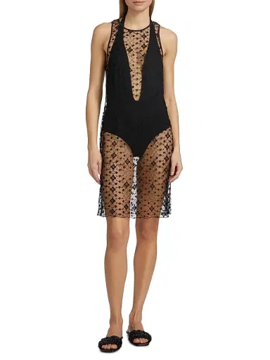 Kiki de Montparnasse Women's Diamond-Embroidered Sheer Midi-Dress - Black - Size Medium | Thumbnail 3
