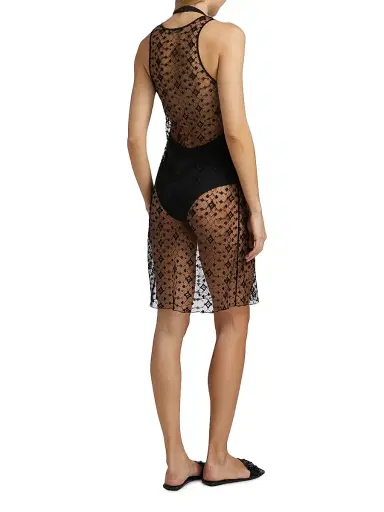 Kiki de Montparnasse Women's Diamond-Embroidered Sheer Midi-Dress - Black - Size Medium | Thumbnail 4