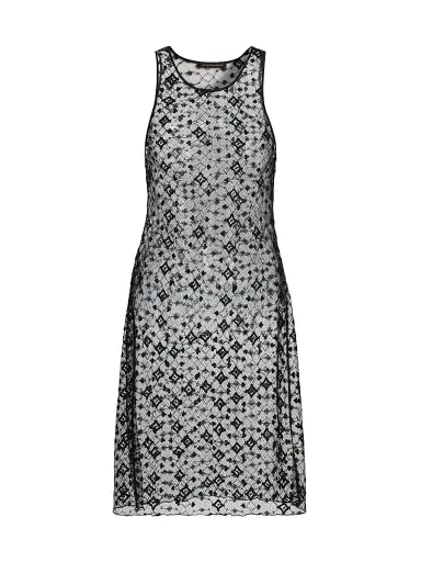 Kiki de Montparnasse Women's Diamond-Embroidered Sheer Midi-Dress - Black - Size Medium | Thumbnail 1