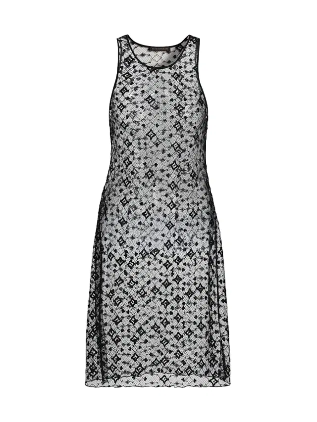 Kiki de Montparnasse Women's Diamond-Embroidered Sheer Midi-Dress - Black