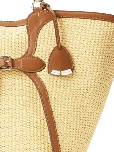 Ralph Lauren Collection Women's Large The Ralph Braided Raffia Tote Bag - Beige Gold | Thumbnail 7 Ralph Lauren Collection Women's Large The Ralph Braided Raffia Tote Bag - Beige Gold | Thumbnail 7