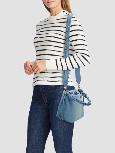 Ganni Women's Bou Charm-Embellished Denim Bucket Bag | Thumbnail 2