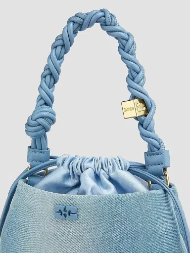 Ganni Women's Bou Charm-Embellished Denim Bucket Bag | Thumbnail 5