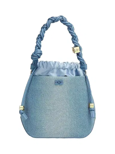 Ganni Women's Bou Charm-Embellished Denim Bucket Bag | Thumbnail 1