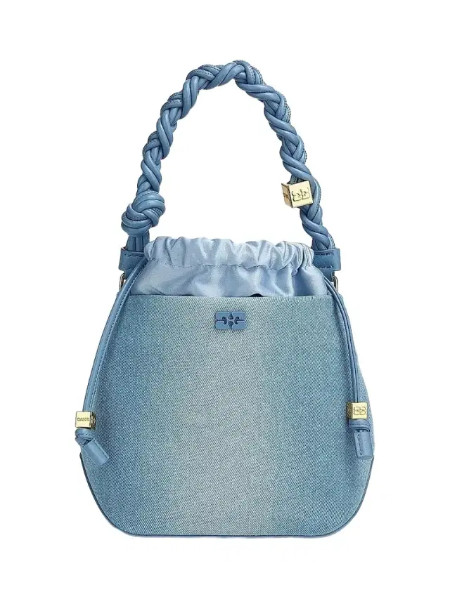 Ganni Women's Bou Charm-Embellished Denim Bucket Bag - Faded Denim