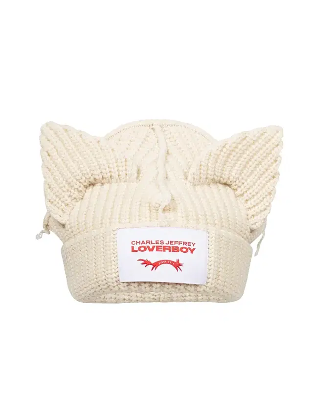 Men's Chunky Ears Wool Beanie - Ecru