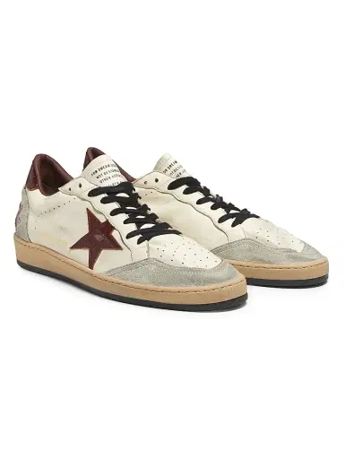 Golden Goose Men's Ball Star Leather & Suede Low-Top Sneakers - Beige Ice Cherry Mahogany | Thumbnail 2 Golden Goose Men's Ball Star Leather & Suede Low-Top Sneakers - Beige Ice Cherry Mahogany | Thumbnail 2
