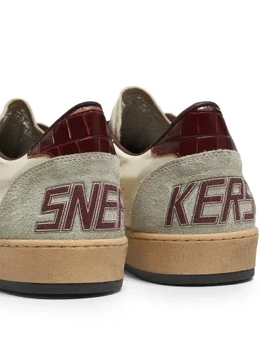 Golden Goose Men's Ball Star Leather & Suede Low-Top Sneakers - Beige Ice Cherry Mahogany | Thumbnail 3 Golden Goose Men's Ball Star Leather & Suede Low-Top Sneakers - Beige Ice Cherry Mahogany | Thumbnail 3