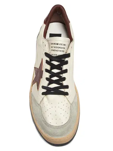 Golden Goose Men's Ball Star Leather & Suede Low-Top Sneakers - Beige Ice Cherry Mahogany | Thumbnail 4 Golden Goose Men's Ball Star Leather & Suede Low-Top Sneakers - Beige Ice Cherry Mahogany | Thumbnail 4