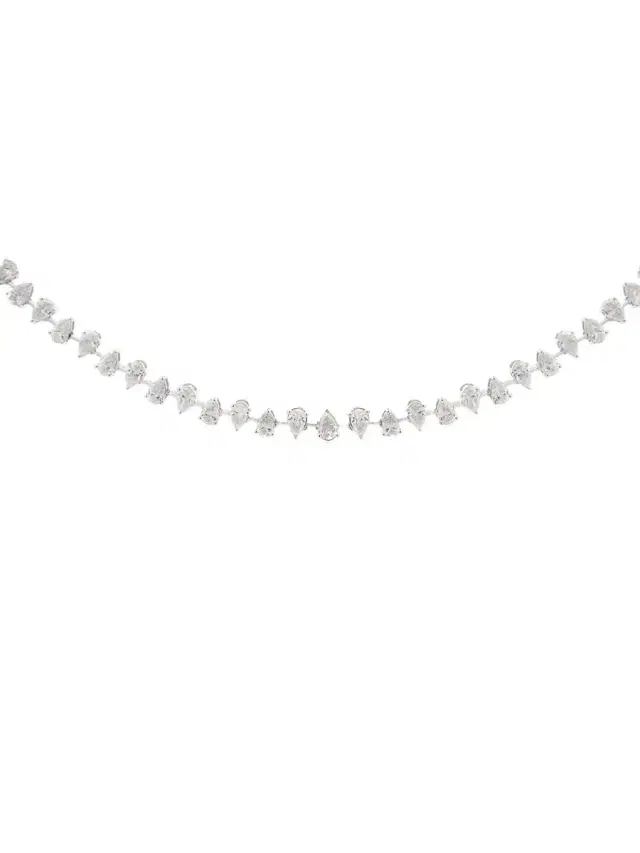 Wish Fine Jewelry 10.51ct Diamond 14K Gold Pear Cut Link Tennis Necklace