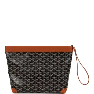 goyard Goyard Goyardine Canvas Black and Tan Conti Pouch Palladium Hardware | Thumbnail 4 goyard Goyard Goyardine Canvas Black and Tan Conti Pouch Palladium Hardware | Thumbnail 4