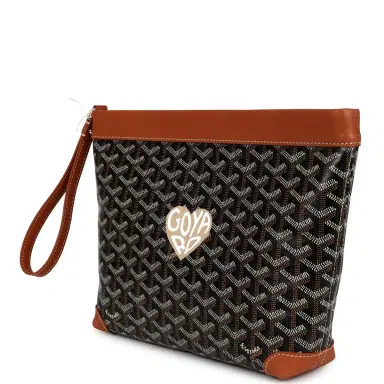 goyard Goyard Goyardine Canvas Black and Tan Conti Pouch Palladium Hardware | Thumbnail 5 goyard Goyard Goyardine Canvas Black and Tan Conti Pouch Palladium Hardware | Thumbnail 5