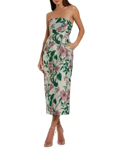 Mac Duggal Women's Floral Brocade Strapless Midi-Dress - Lily - Size 16 | Thumbnail 1 Mac Duggal Women's Floral Brocade Strapless Midi-Dress - Lily - Size 16 | Thumbnail 1