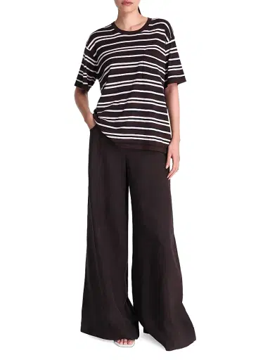 TWP Women's Striped Pocket T-Shirt - Midnight Ivory Dark Chocolate - Size Large | Thumbnail 2