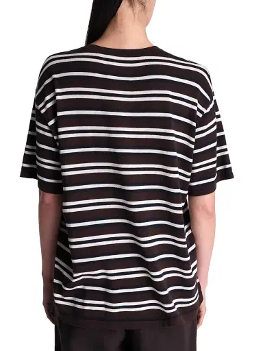 TWP Women's Striped Pocket T-Shirt - Midnight Ivory Dark Chocolate - Size Large | Thumbnail 5