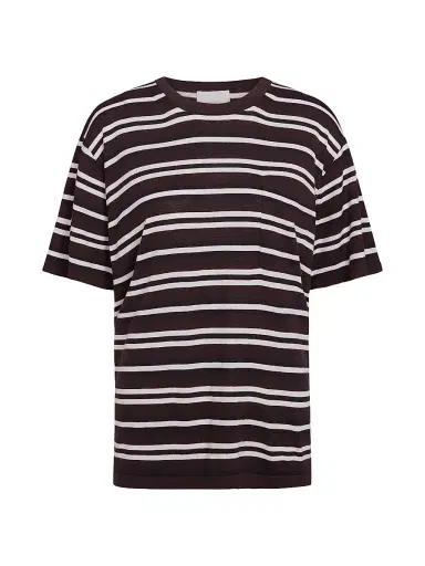 TWP Women's Striped Pocket T-Shirt - Midnight Ivory Dark Chocolate - Size Large | Thumbnail 1