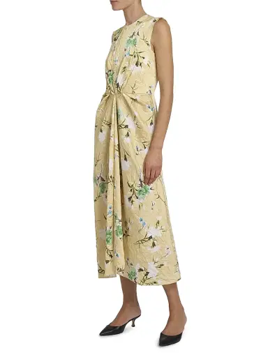 Erdem Women's Floral Pencil Tucked Midi-Dress - Marguerite Floral Lemon Ice | Thumbnail 4 Erdem Women's Floral Pencil Tucked Midi-Dress - Marguerite Floral Lemon Ice | Thumbnail 4