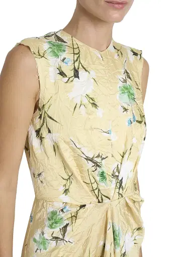 Erdem Women's Floral Pencil Tucked Midi-Dress - Marguerite Floral Lemon Ice | Thumbnail 6 Erdem Women's Floral Pencil Tucked Midi-Dress - Marguerite Floral Lemon Ice | Thumbnail 6