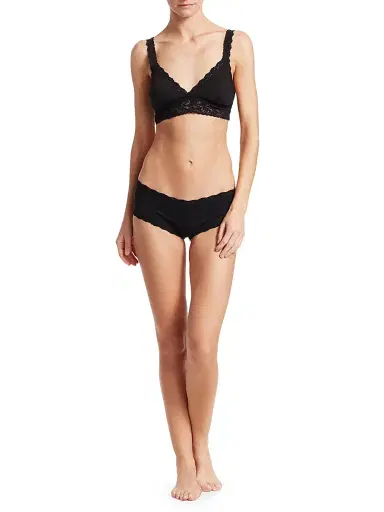 Hanky Panky Women's Lace-Trim Organic Cotton Boyshorts - Navy - Size XS | Thumbnail 2