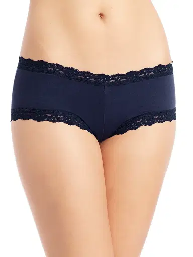 Hanky Panky Women's Lace-Trim Organic Cotton Boyshorts - Navy - Size XS | Thumbnail 1